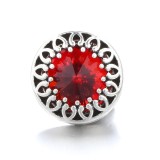 20MM red design Rhinestone enamel Metal snap button charms