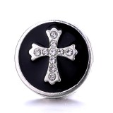 20MM black design Rhinestone enamel Metal snap button charms