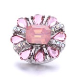 20MM pink design Rhinestone enamel Metal snap button charms
