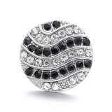 20MM black design Rhinestone enamel Metal  snap button charms