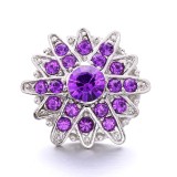 20MM purple design Rhinestone enamel Metal snap button charms