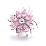 20MM pink design Rhinestone enamel Metal snap button charms