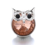 20MM Brown Crystal Rhinestone Owl flower design Rhinestone enamel Metal snap button charms