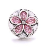 20MM pink design Rhinestone enamel Metal snap button charms