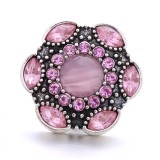 20MM pink design Rhinestone enamel Metal snap button charms