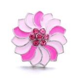 20MM pink design Rhinestone enamel Metal snap button charms