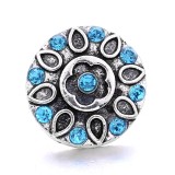 20MM blue design Rhinestone enamel Metal snap button charms