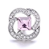 20MM pink design Rhinestone enamel Metal snap button charms