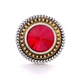 20MM red design Rhinestone enamel Metal snap button charms