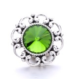 20MM green design Rhinestone enamel Metal snap button charms