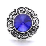 20MM blue design Rhinestone enamel Metal snap button charms
