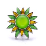 20MM green design Rhinestone enamel Metal snap button charms