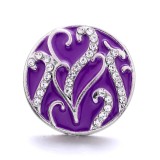 20MM purple design Rhinestone enamel Metal snap button charms