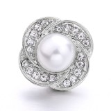 20MM white red design Rhinestone enamel Metal snap button charms
