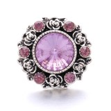 20MM purple design Rhinestone enamel Metal snap button charms