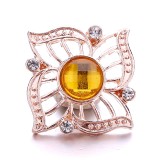 20MM yellow design Rhinestone enamel Metal snap button charms
