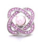 20MM pink design Rhinestone enamel Metal snap button charms