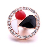 20MM black design Rhinestone enamel Metal  snap button charms