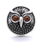 20MM Brown Crystal Rhinestone Owl flower design Rhinestone enamel Metal snap button charms