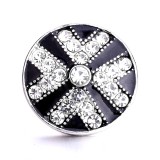 20MM black design Rhinestone enamel Metal  snap button charms