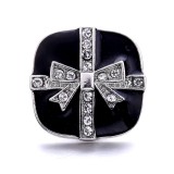 20MM black design Rhinestone enamel Metal  snap button charms