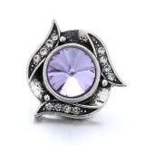 20MM purple design Rhinestone enamel Metal snap button charms