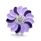 20MM purple design Rhinestone enamel Metal snap button charms