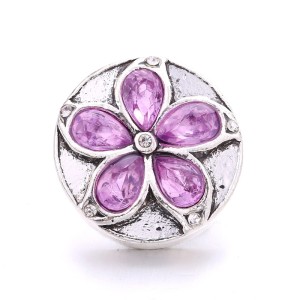 20MM pink design Rhinestone enamel Metal snap button charms