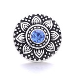 20MM blue design Rhinestone enamel Metal snap button charms