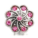 20MM pink design Rhinestone enamel Metal snap button charms