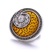 20MM yellow design Rhinestone enamel Metal snap button charms