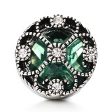 20MM green design Rhinestone enamel Metal snap button charms