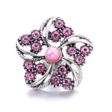 20MM pink design Rhinestone enamel Metal snap button charms