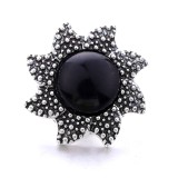 20MM black design Rhinestone enamel Metal snap button charms