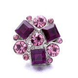 20MM purple design Rhinestone enamel Metal snap button charms
