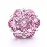 20MM pink design Rhinestone enamel Metal snap button charms