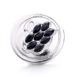 20MM black design Rhinestone enamel Metal  snap button charms