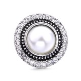 20MM white red design Rhinestone enamel Metal snap button charms