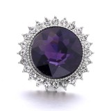 20MM purple design Rhinestone enamel Metal snap button charms
