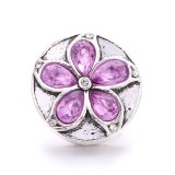 20MM pink design Rhinestone enamel Metal snap button charms