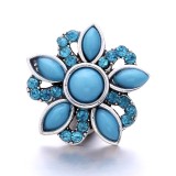 20MM blue design Rhinestone enamel Metal snap button charms