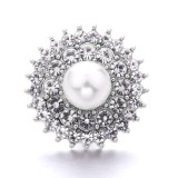 20MM white red design Rhinestone enamel Metal snap button charms