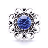 20MM blue design Rhinestone enamel Metal snap button charms