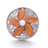 20MM yellow design Rhinestone enamel Metal snap button charms