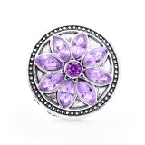 20MM purple design Rhinestone enamel Metal snap button charms