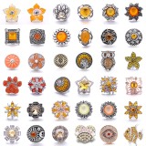 20MM yellow design Rhinestone enamel Metal snap button charms