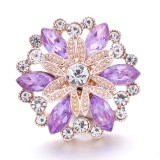20MM purple design Rhinestone enamel Metal snap button charms
