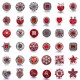 20MM red design Rhinestone enamel Metal snap button charms