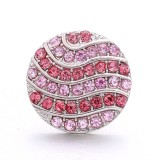 20MM pink design Rhinestone enamel Metal snap button charms