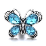 20MM blue design Rhinestone enamel Metal snap button charms